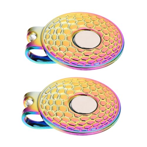 ROMISBABA 2 Stück Zinklegierung Golf Ball Marker Clip Poliert Golf Hut Clip Robust und Hautfreundlich Praktisches Trainingszubehör für Golfer und Training von ROMISBABA