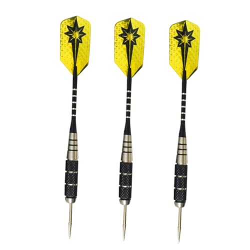 ROMISBABA 3 Stück Metall dartpfeile mit Nadelspitze Widerstandsfähig gegen Sturz Gelbe Flights Ausgewogen für Präzises Spiel Geeignet für Sportevents und Dartsportler von ROMISBABA
