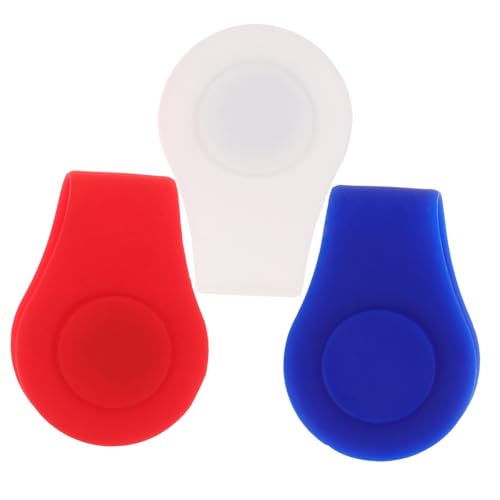 ROMISBABA 3 Stück Teiliges Silikon Golf Hut Clip mit Magnetischem Ballmarker Langlebiger Golf Zubehör für Mützen und Caps Marker in Weiß Rot und Blau Vielseitig an Visieren und Kleidung von ROMISBABA