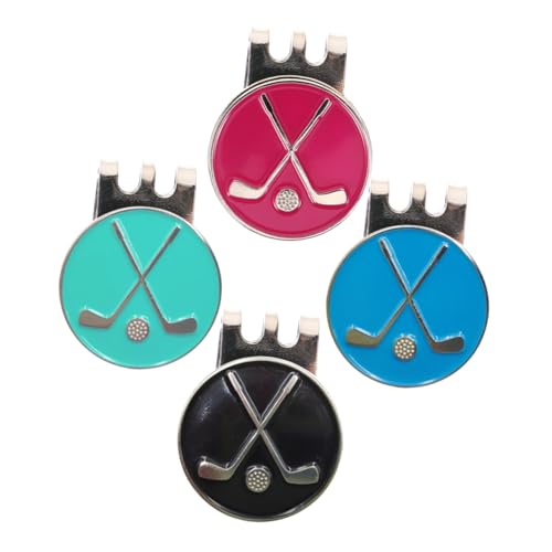 ROMISBABA 4 Stück Magnetischer Golfball Marker Tragbarer Hut Clip mit Abnehmbarem Design Stabiles Zubehör für Golfer Vielseitig an Mütze Gürtel Kleidung Geschenk für Golfspieler von ROMISBABA