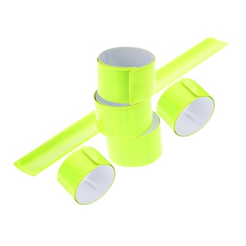 ROMISBABA 6 Stück Teiliges Reflektierende Snap Armbänder in Neon Grün Hochsichtbare Reflektierende Handgelenks und Knöchelbänder für Radfahren Laufen Wandern bei Nacht von ROMISBABA