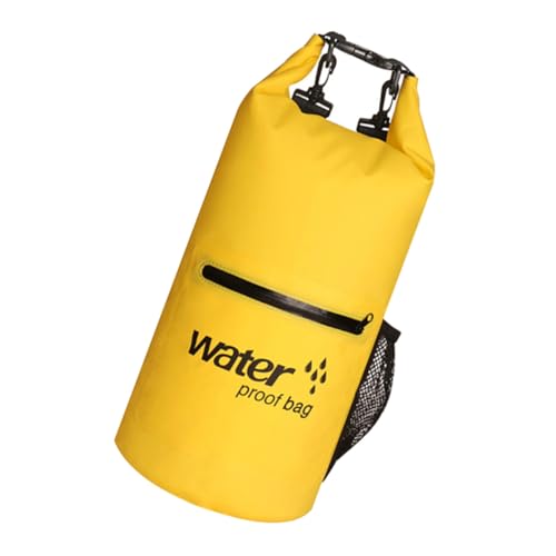 ROMISBABA Aufblasbarer Schwimmbeutel Gelb Wasserdichter PVC Dry Bag mit Netzgewebe Multifunktionale Faltbare Aufbewahrungstasche für Kajakfahren Rafting Schwimmen Camping Outdoor Sport von ROMISBABA