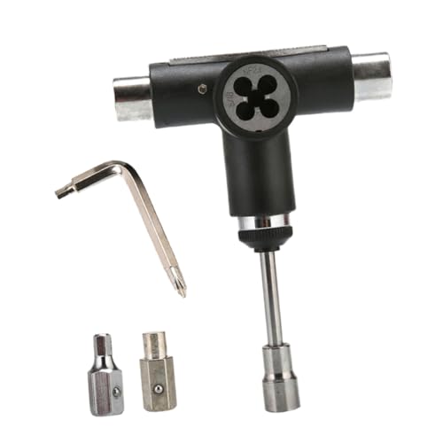 ROMISBABA Multifunktionales T Tool Skateboard Werkzeug All in One Tragbares Reparaturset aus Robustem Stahl und Abs Passend für Skateboards in Schwarz von ROMISBABA