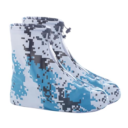 ROMISBABA wasserdichte rutschfeste Regenüberschuhe mit Reißverschluss Hoher Schaft Strapazierfähige PVC Sohle Leichter Schuhschutz für Damen und Herren für Outdoor und Reisen von ROMISBABA