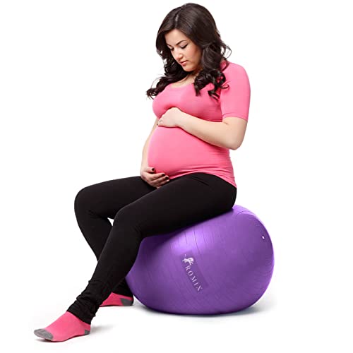 ROMIX Schwangerschaftsball, 55 cm, 65 cm, 75 cm, Anti-Burst, extra Dicker Gymnastikball mit Pumpe, Fitness, (Violett) von ROMIX