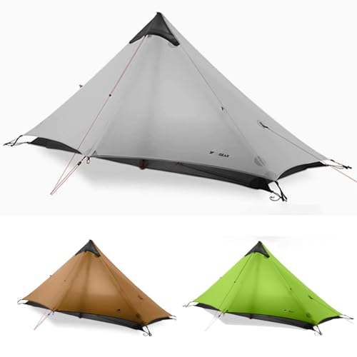 ROOMEDAL 3F UL Gear Lanshan Ultraleichtes Zelt, wasserdicht, professionelles Wanderzelt, 1 Personen-Zelte für Camping, 3-Jahreszeiten, Rucksackreisen, Zelt (Grau, 1 Personen, 3 Jahreszeiten) von ROOMEDAL