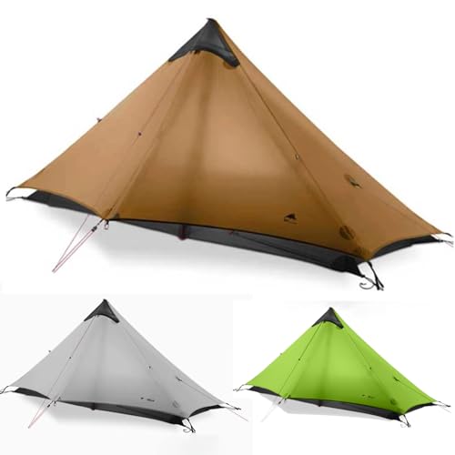ROOMEDAL 3F UL Gear Lanshan Ultraleichtes Zelt, wasserdicht, professionelles Wanderzelt, 1 Personenzelte für Camping, 4 Jahreszeiten, Rucksackreisen, Zelt (Khaki-1 Personen, 4 Jahreszeiten) von ROOMEDAL