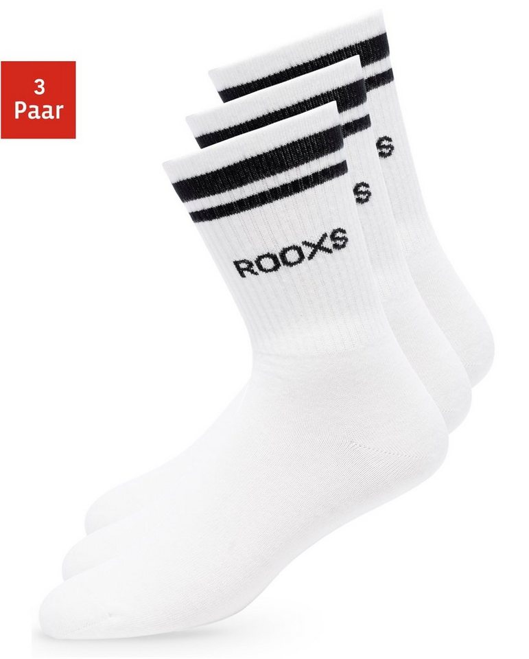 ROOXS Sportsocken Hohe Tennissocken für Damen & Herren (3-Paar) Retro Socken mit streifen, Made in EU von ROOXS