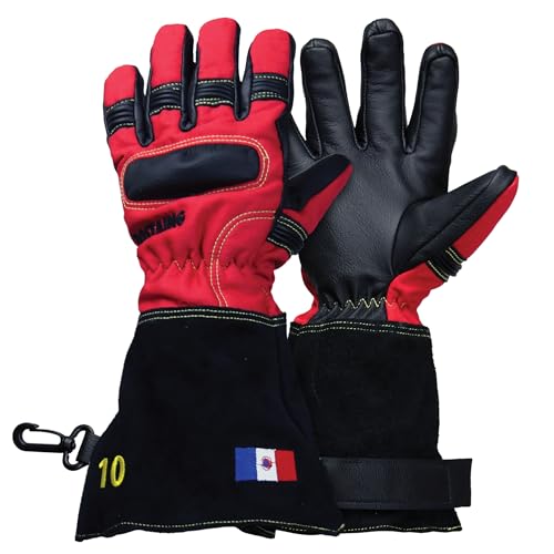 ROSTAING Feuerwehrhandschuh Pro ATTACK6PEOM-BSC – 1 Paar Handschuhe für Feuerwehrmänner – Feuerwehrhandschuh – Handschuhe aus Leder für Strukturfeuer – Hitzebeständigkeit und Schnittfestigkeit – roter von ROSTAING