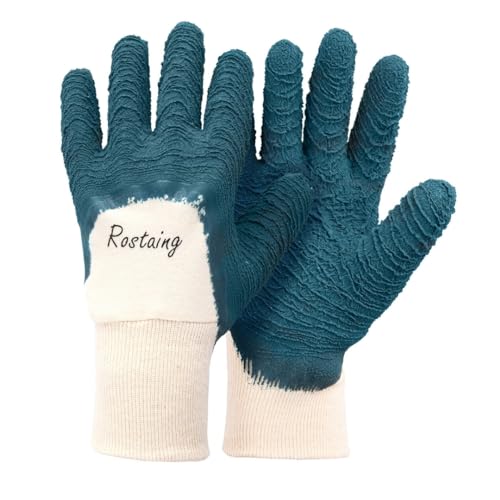 ROSTAING Handschuhe PROTECT - Latex-Handschuhe für die gemischte Gartenarbeit Rosen und kleine Dornen - Wasserdichter Schutz - Ideal zum Schneiden von Dornen - Schutzhandschuhe - Grün Blau von ROSTAING