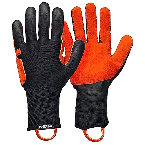 ROSTAING Handschuhe STRONGER - Ein Paar Handschuhe für schwere Arbeiten - Ausgezeichneter Grip in öligen und nassen Umgebungen - Lederverstärkung in der Handfläche - Schnitt- und stichfest. von ROSTAING