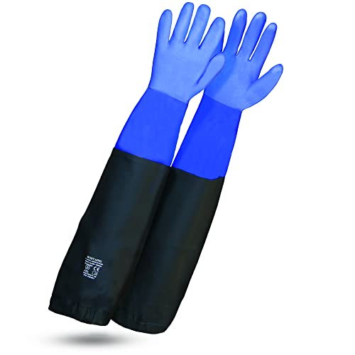 ROSTAING Handschuhe WETPRO - Ein Paar wasserdichte Arbeitshandschuhe - Für die Instandhaltung von Teichen, Gruben oder Aquarien - Lange, wasserdichte Schutzhandschuhe Blau und Schwarz - Klempnerei von ROSTAING