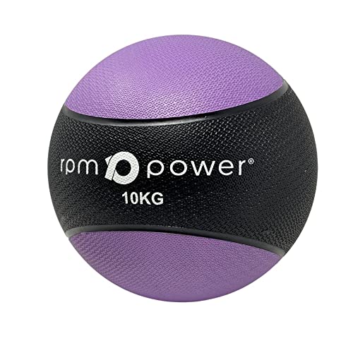 RPM Power Medizinbälle – Gummi-Medizinball mit rutschfestem Griff zum Zuschlagen, Werfen, Hüpfen, Gewichtheben, Kreuzbelastung, Plyometrie, 10 kg, Violett von RPM Power