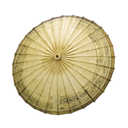 Handgefertigter Ölpapierschirm Mit Riverside-Szene Während des Qingming-Festivals, Traditioneller Regen- Oder Shine Stick Regenschirm,A,84CM von RR-YRL