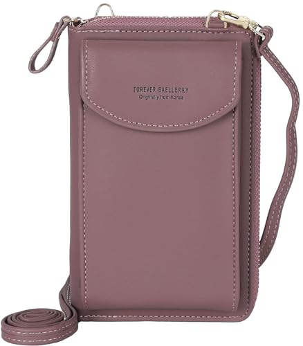 RRANCharltu Handytasche zum Umhängen Brieftasche Damen Umhängetasche Geldbörse mit Credit Card Slots für Frauen(DunkelLila) von RRANCharltu