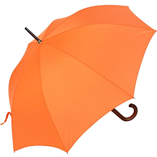RS-Regenschirm Holzstock groß stabil für Damen und Herren mit Automatik- orange von RS-Versand