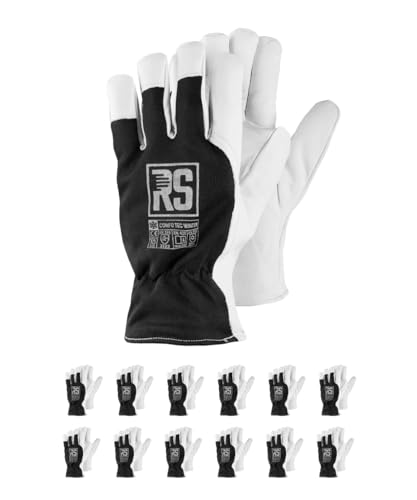 RS COMFO TEC WINTER Montage-Handschuhe verstärktes Ziegenleder isoliert mit InsTech/Größe 10, 12 Paar/Weiß/Schwarz/für Präzisionsarbeiten/Arbeitshandschuhe Lederhandschuhe Schutzhandschuhe von RS