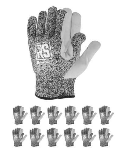 RS ELBE PRO/Montage-Handschuhe Schnittschutz Schnittschutzhandschuh/Größe 10, 12 Paar/Weiß Grau/Weiss/Montagehandschuhe/Schnittfeste Handschuhe Arbeitshandschuhe von RS