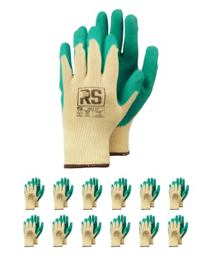 RS SAFE EX/Montagehandschuhe Latexhandschuh auf Baumwolleinsatz/Größe 09, 12 Paar/Beige Grün/Handschuhe Arbeitshandschuhe von RS