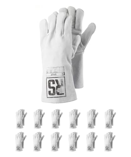 RS SPLIT Schweißerhandschuh MontageHandschuhe aus Rindsleder/Größe 11, 12 Paar/Weiß/Arbeitshandschuhe Leder/Lederhandschuhe Schutzhandschuhe von RS