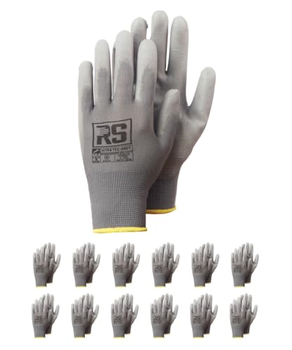 RS ULTRA TEC GREY Montage-Handschuhe/Größe 06, 12 Paar/Grau/Montagehandschuhe/Arbeitshandschuhe/Schutzhandschuhe/Sicheren Halt und Präzises Arbeiten von RS
