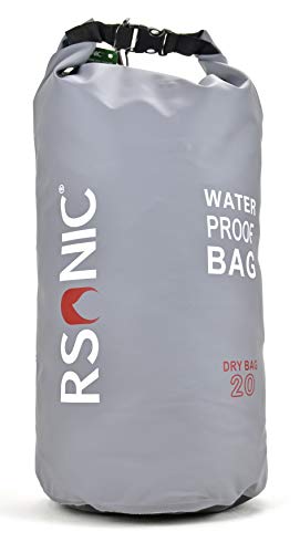 Wasserdichter Rucksack Packsack Pack Sack Tasche mit Schultergurt | Water Proof Dry Bag (Grau, 20 Liter) von RSonic