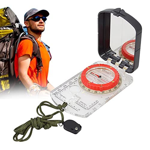 RUFTUP Kompass für Rucksackreisen, Survival, Camping, Wandern, Feldkompass – Acryl-Kompass mit Schrägverstellung, Feldgrundplatte, Kompass für Outdoor-Aktivitäten, Kartenlesen, Überleben von RUFTUP