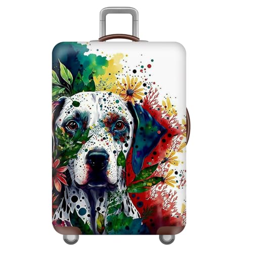 Gepäckabdeckung Waschbare Elastische Kofferschutzhülle 3D Tier Druck Muster Anti-Kratz Reisekoffer Kofferabdeckung Für 18-32 Zoll Reisegepäck (Hund, M (22-24 Zoll)) von RUILBJ