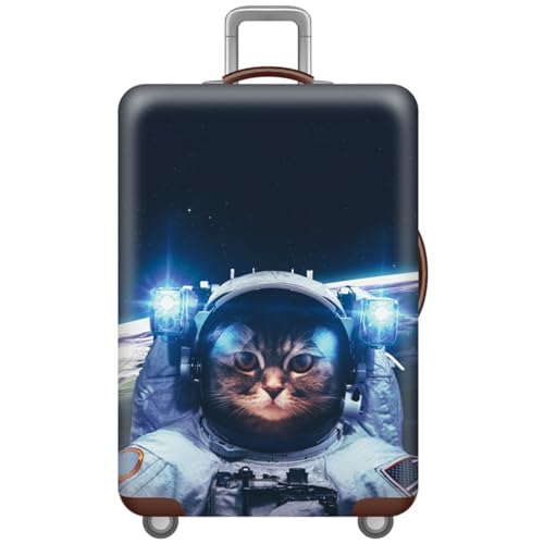 Gepäckabdeckung Waschbare Elastische Kofferschutzhülle 3D Tier Druck Muster Anti-Kratz Reisekoffer Kofferabdeckung Für 18-32 Zoll Reisegepäck (Katzen, M (22-24 Zoll)) von RUILBJ