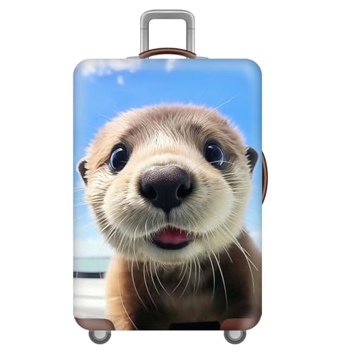 Gepäckabdeckung Waschbare Elastische Kofferschutzhülle 3D Tier Druck Muster Anti-Kratz Reisekoffer Kofferabdeckung Für 18-32 Zoll Reisegepäck (Maus, M (22-24 Zoll)) von RUILBJ