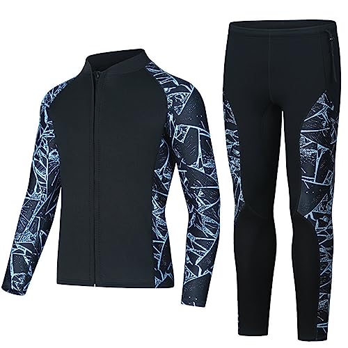 Split-Typ-Neoprenanzug-Oberteil für Herren und Damen, Neoprenanzug-Jacke, Hose, 3-mm-Neopren-Langarm-Tauchanzug, Front-Reißverschluss, Scuba-Surf-Schwimmanzug,Grau,M von RUIZE