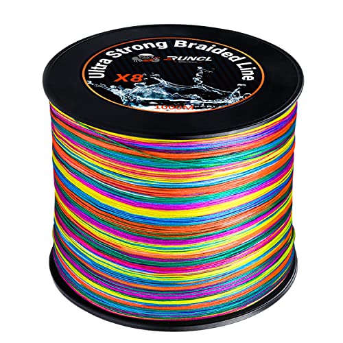 RUNCL Geflochtene Angelschnur mit 8 Strängen, PE-Material 1000 m mit mehreren Farben für Süß- und Salzwasser (1000 m, 18,1 kg)) von RUNCL