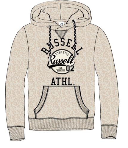 RUSSELL ATHLETIC A00312-UD-024 02 - Pullover Hoody Sweatshirt Herren Chalk Marl Größe XXL von RUSSELL ATHLETIC