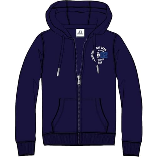 RUSSELL ATHLETIC A00571-NA-190 Collegiate Zip Through Hoody Sweatshirt Herren Navy Größe XXL von RUSSELL ATHLETIC