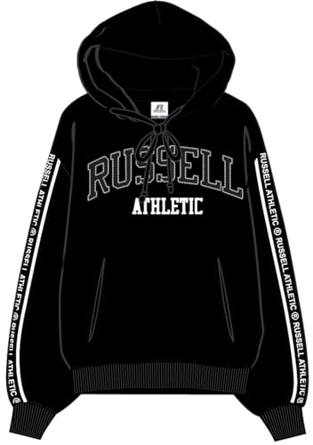 RUSSELL ATHLETIC A01262-IO-099 Oversized Pullover Hoody Sweatshirt Damen Black Größe L von RUSSELL ATHLETIC