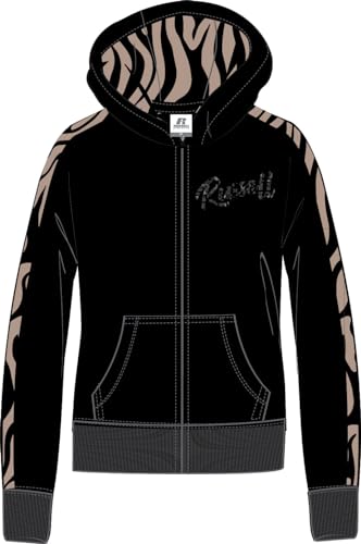 RUSSELL ATHLETIC A11122-IO-099 Animal-Zip Through Hoody Sweatshirt Damen Black Größe XL von RUSSELL ATHLETIC