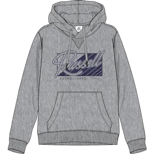 RUSSELL ATHLETIC A20282-CJ-090 Pullover Hoody Sweatshirt Herren Collegiate Grey Marl Größe S von RUSSELL ATHLETIC