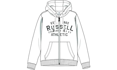 RUSSELL ATHLETIC A20362-UW-001 Zip THR Hoody Sweatshirt Herren White Größe M von RUSSELL ATHLETIC