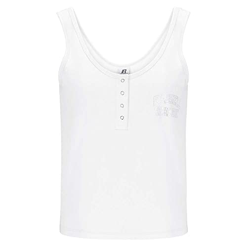 RUSSELL ATHLETIC A31041-UW-001 Angelou-TOP with SMALL Button Sweatshirt Damen White Größe M von RUSSELL ATHLETIC