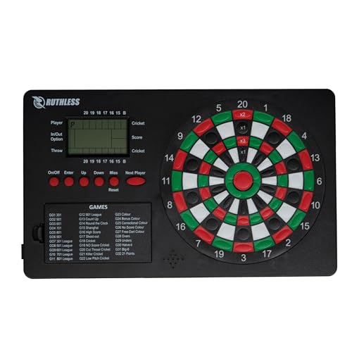 Ruthless TopScore Elektronischer Dartscorer | Digitales Dartscheibensystem für bis zu 8 Spieler, 32 Spiele, 590 Variationen (SC037) von RUTHLESS