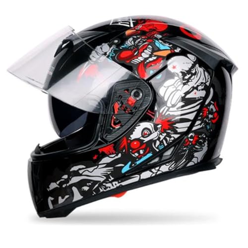 Helme Helme mit Doppel-Visier Motocross-Helme DOT/ECE-genehmigte Vollfacade Street Bike Racing Motorradhelm für Männer und Frauen,A,L von RUYICZB