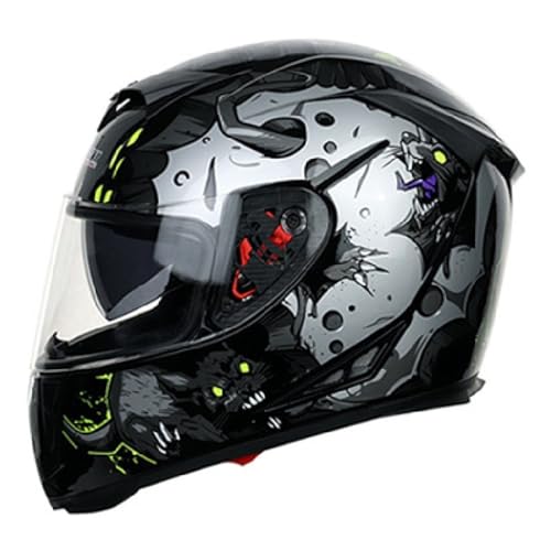 Helme Helme mit Doppel-Visier Motocross-Helme DOT/ECE-genehmigte Vollfacade Street Bike Racing Motorradhelm für Männer und Frauen,D,L von RUYICZB