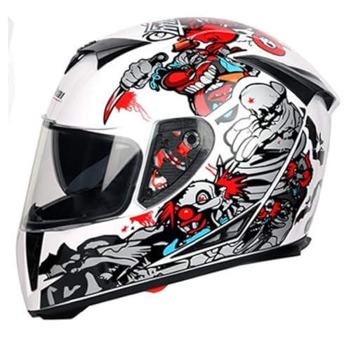Helme Helme mit Doppel-Visier Motocross-Helme DOT/ECE-genehmigte Vollfacade Street Bike Racing Motorradhelm für Männer und Frauen,E,L von RUYICZB