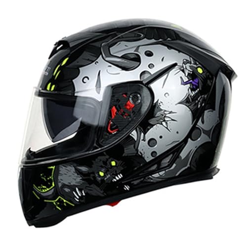 Helme Helme mit Doppel-Visier Motocross-Helme DOT/ECE-genehmigte Vollfacade Street Bike Racing Motorradhelm für Männer und Frauen,F,L von RUYICZB