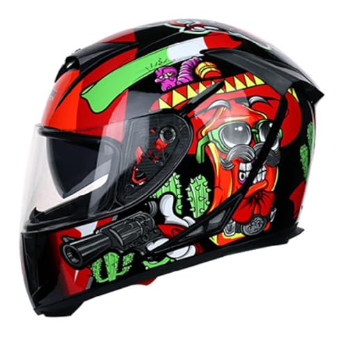 Helme Helme mit Doppel-Visier Motocross-Helme DOT/ECE-genehmigte Vollfacade Street Bike Racing Motorradhelm für Männer und Frauen,H,XL von RUYICZB