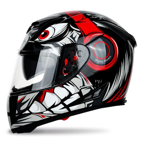 Helme Helme mit Doppel-Visier Motocross-Helme DOT/ECE-genehmigte Vollfacade Street Bike Racing Motorradhelm für Männer und Frauen,P,L von RUYICZB