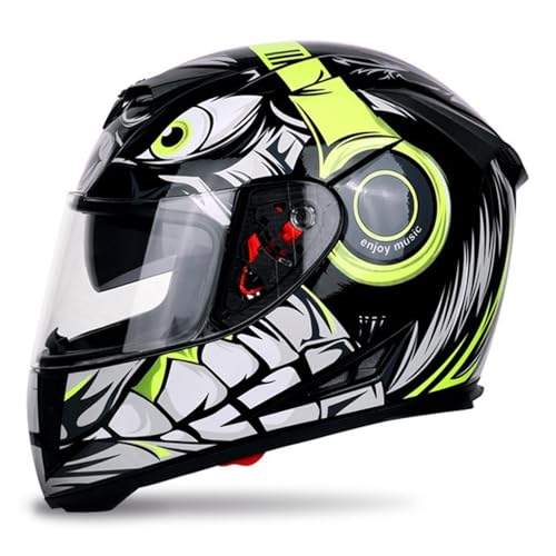 Helme Helme mit Doppel-Visier Motocross-Helme DOT/ECE-genehmigte Vollfacade Street Bike Racing Motorradhelm für Männer und Frauen,Q,XL von RUYICZB