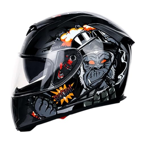 Helme Helme mit Doppel-Visier Motocross-Helme DOT/ECE-genehmigte Vollfacade Street Bike Racing Motorradhelm für Männer und Frauen,R,M von RUYICZB