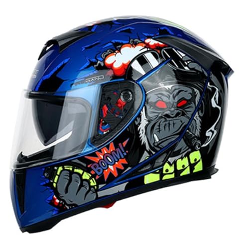 Helme Helme mit Doppel-Visier Motocross-Helme DOT/ECE-genehmigte Vollfacade Street Bike Racing Motorradhelm für Männer und Frauen,S,L von RUYICZB