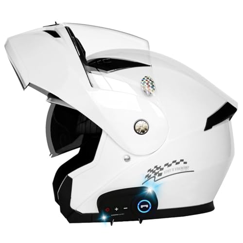 Motorradhelm mit zwei Bluetooth-Visier Faltbarer modularer Helm DOT/ECE-zertifizierter Motocross-Straße Fahrradhelme, für Männer und Frauen,F,M von RUYICZB